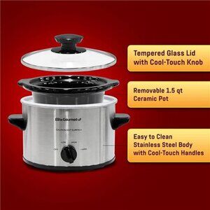 Elite Gourmet MST-250XS# Electric Slow Cooker Ceramic Pot (1.5 Quart)